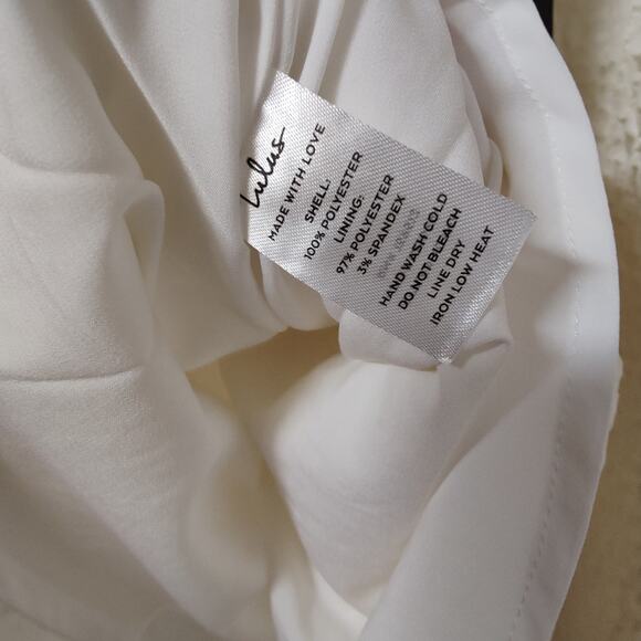 Lulus Beyond Dreamy Ivory Scalloped Tie-Back Skater Dress, Small - Picture 7 of 7